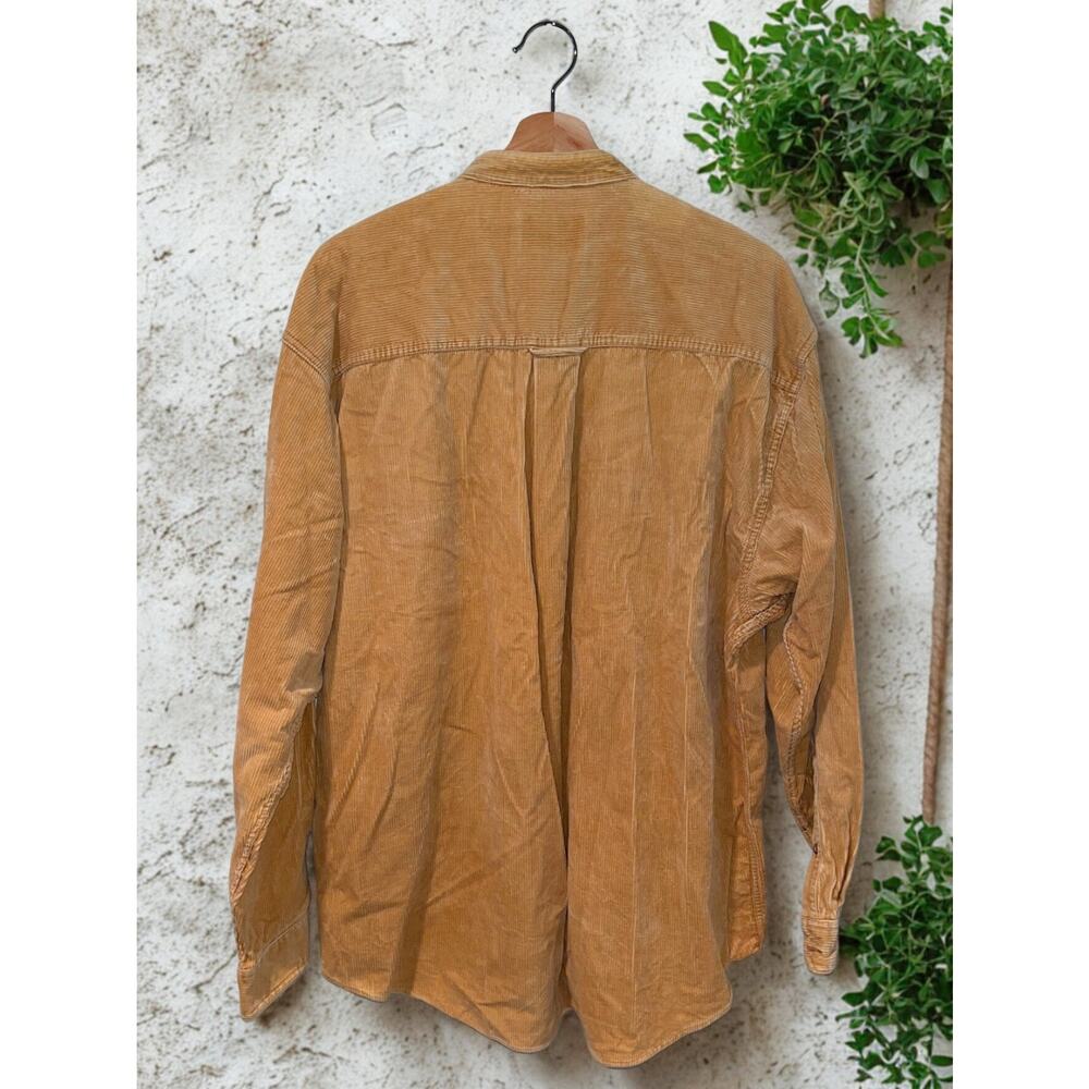 Eddie Bauer Vintage 90s Band Collar Corduroy Shirt Mens XL Mustard Yellow EUC - Picture 4 of 9